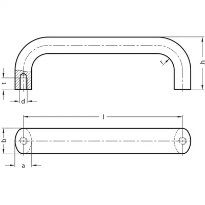 Image of Ganter GN565 26 128 SW Cabinet &quot;U&#039; Handle; Aluminium; Black
