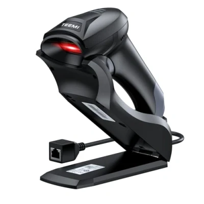 Image of TEEMI Bluetooth 5.0 Barcode Scanner with Wall Mountable USB Cradle and Receiver for iOS Android Windows Devices, Scan 1D 2D QR Barcodes on Paper Screen