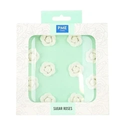 Image of 10 PME White Sugar Roses Cake Decorations, 25 mm