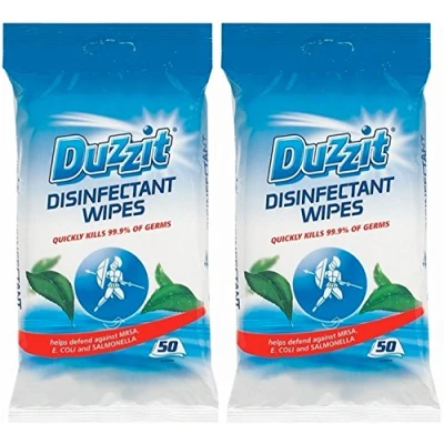 Image of Duzzit 2 x Pack Of 50 Disinfectant Wipes Kills 99.9% Germs