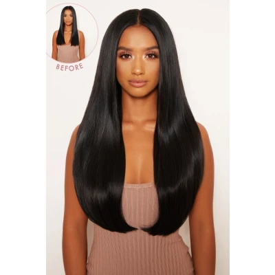 Image of Lullabellz Super Thick Straight Clip In Hair Extensions 5 Piece, 22 Inch Length, Natural Black