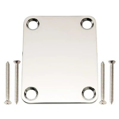 Image of Musiclily Pro 4 Bolt Steel Neck Plate for Stratocaster Telecaster Electric Guitar or Bass, Nickel