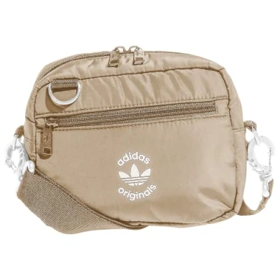 Image of adidas Originals Unisex Adult Puffer and Pouch Crossbody Bag, Magic Beige/White, One Size