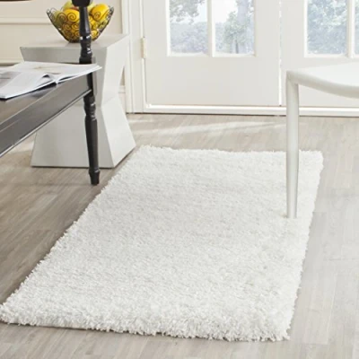 Image of SAFAVIEH Shaggy Rug for Living Room, Dining Bedroom California Shag Collection, High Pile, in White, 69 X 152 cm