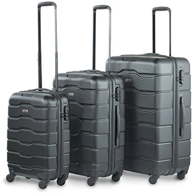Image of VonHaus Luggage Set of 3 Lightweight Suitcases 4 Wheel ABS Hard Shell Black 360 Spinner Cabin Travel Trolley (21 25 29)