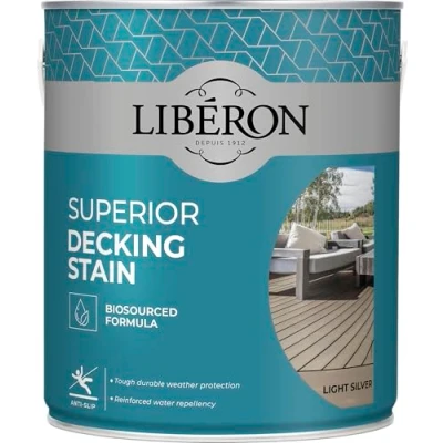 Image of Liberon Superior Decking Stain 2.5 litre Anti Slip New Biosourced Formula (Light Silver)