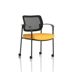 Image of Brunswick Deluxe Mesh Back Black Frame Seat Yellow With Arms/Castors