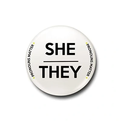 Image of Pyramid International She/They Badge (One Size) (White/Black)