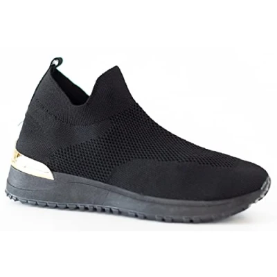 Image of Ladies Running Sock Wedge Trainers Pumps Slip ON Comfy Sneakers Womens Shoes Black