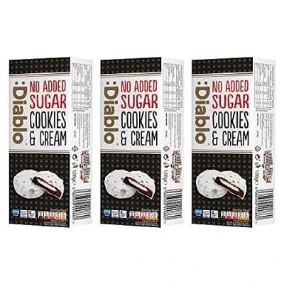 Image of Diablo Dark Cookies with Milk Cream Filling Covered in White Glaze No Added Sugar Sweetened Maltitol Perfect for Gifting 128g (Pack Of 3)
