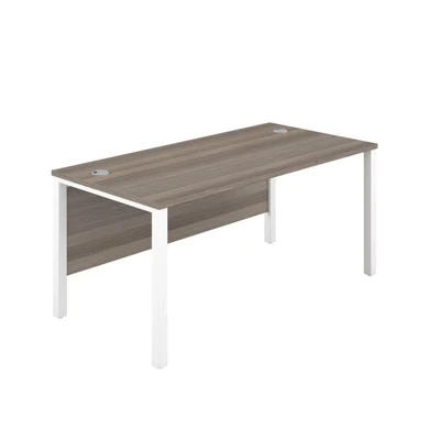 Image of 1400X600 Goal Post Rectangular Desk Grey Oak White