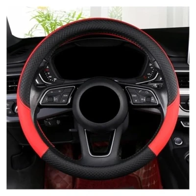 Image of Steering Wheel For Truck Bus Leather Interior Accessories 42cm 45cm 47cm 50CM Large Size Car Cover(Red,50CM)