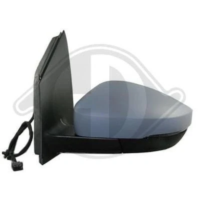 Image of 6C18575079B9 Wing mirror DIEDERICHS 2206225 Left primed Aspherical, for manual adjustment, Complete Mirror, Control: cable pull