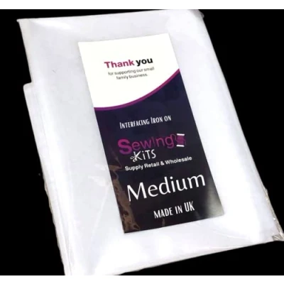 Image of Interfacing Fabric Non Woven Medium Weight Fusible Iron On 75cm Wide White for Sewing Craft UK Made (Meduim 5M)