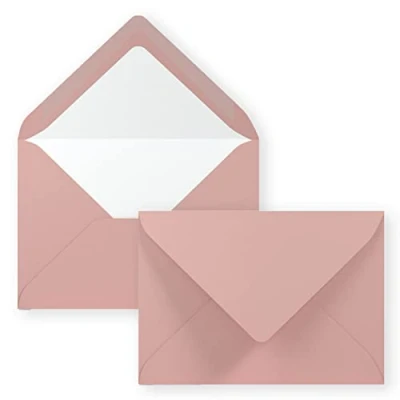 Image of 75 x envelopes in Dusky Pink DIN B6 12.5 17.6 cm Ribbed Paper Silk Lining for Christmas and Festive Occasions