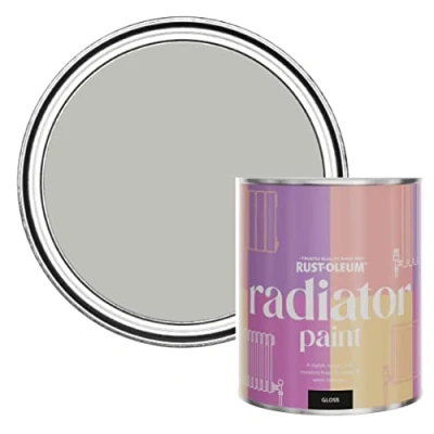 Image of Rust Oleum Grey Heat Resistant Radiator Paint in Gloss Finish Flint 750ml