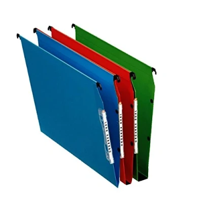 Image of Esselte Dual Lateral Suspension File, A4, V Base, Pack of 25 Connectable Files, Tabs Included, Red, Orgarex Range, 21635