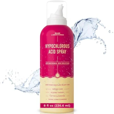 Image of BASE LABORATORIES Hypochlorous Acid Spray for Skin &amp; Face Healing Magic Molecule Wounds, Irritations, Redness, Facial Cleanser, Acne Eczema Treatment 8oz
