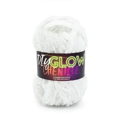 Image of Lion Brand Yarn DIY Glow Chenille Yarn, Pearl