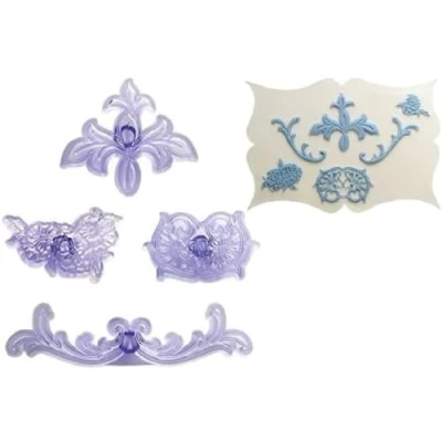 Image of PME JEM Scrolls &amp; Pansy Cutters, Set of 4,17 x 2 22 cm