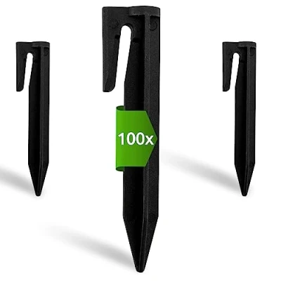 Image of ECENCE Hooks Ground spikes Robotic lawnmower Set of 100 Attachment for Search Cable holder stakes perimeter wire anchor stable attac
