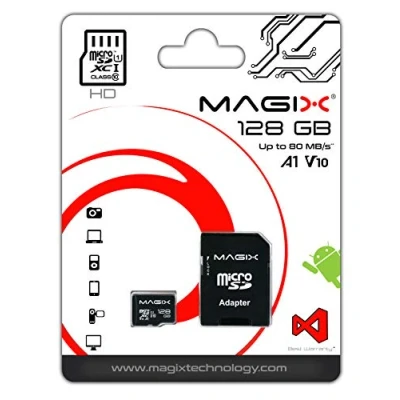 Image of Magix 128GB microSD Card Class10 V10 U1, Read Speed Up to 80 MB/s, HD Series (SD Adapter Included)
