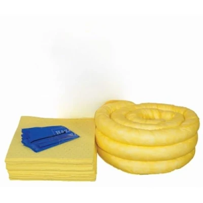 Image of 65 Litre Chemical Spill Kit Refill Includes Absorbent Socks, Pads, Disposal Bags, and Instruction Sheet Effective Management Solution for Safety Compliance