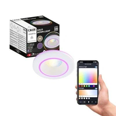 Image of CALEX Smart LED Halo Downlight, WiFi Ceiling Light, CCT 2700 6500K + RGB, App and Works with Amazon Alexa Google Home, Dimmable, White