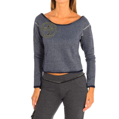 Image of Zumba Womens Long sleeve sweatshirt Z1T00347 Blue Cotton Size X Small