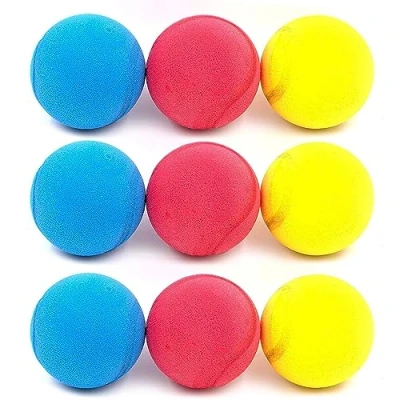 Image of Set of 9 soft balls, tennis foam balls for children, colourful, 6.5 cm