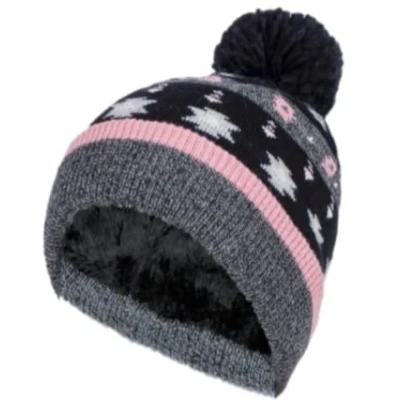 Image of HEAT HOLDERS Ladies Thermal Winter Warm Turn Over Pom Hat 3 Variations One Size (Rockies Black/Grey)