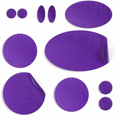 Image of aZengear Repair Patches for Down Jackets, Puffer Coats, Waterproof, Self Adhesive, Pre Cut, Tear Cold Heat Resistant Nylon Polyester Fabric, Fix Air Mattress, Inflatables, Tents (11 Pcs, Purple)