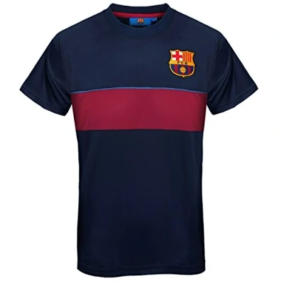 Image of FC Barcelona Official Gift Mens Poly T Shirt Navy Stripe Small