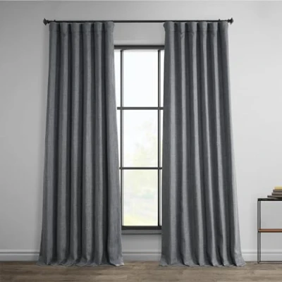 Image of HPD Half Price Drapes Faux Linen Textured Room Darkening Curtains for Bedroom 108 Inches Long (1 Panel), 50W X 108L Living Home Decor, Dark Gravel