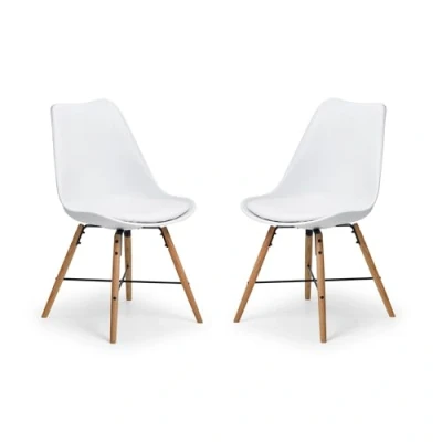 Image of Julian Bowen Kari Set of 2 Dining Chairs, White/Oak, Height: 83, Width: 48, Depth: 54cm