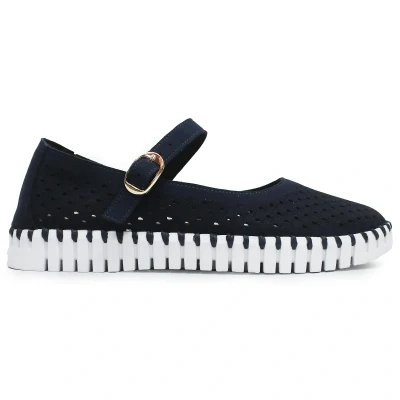 Image of Ilse Jacobsen Tulip 3476 Synthetic Textile Women&#039;s Dark Indigo White Casual Shoes