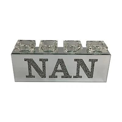 Image of Sparkle PALACE® Crushed Diamond Crystal Filled ‘NAN’ Candle Silver Accessories Ideal for Gifting