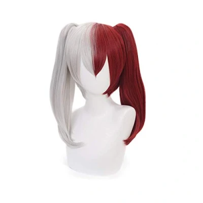 Image of Yamia Anime Shoto Todoroki Cosplay Wig with free Cap for My Hero Academia Halloween Costume Wig, 2 Ponytail