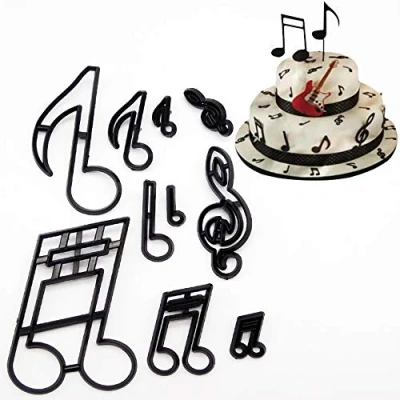 Image of Musical Note Fondant Cutter, Wo Yoqi 10PCS Cookie Cutters Set for Party/Anniversary/Wedding/Engagement Cake Decorating Mould Sugar Craft Cutting Tool (Musical)