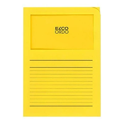 Image of ELCO Ordo Classico 220x310 mm 120GSM Paper Folder with Printing and 180x100 Window (Box of 100) Bright Yellow