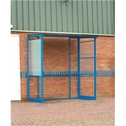 Image of Smoking Shelter; Twi Wall Fluted Plastic Sides; Blue