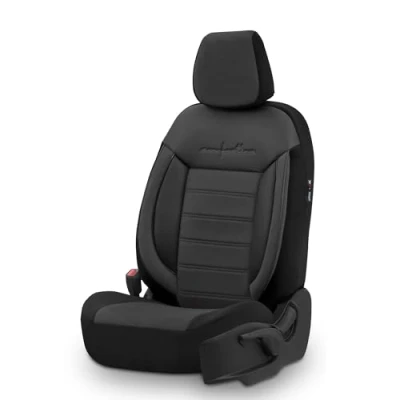 Image of otoM Universal Velours/Fabric Seat cover set &#039;Comfortline&#039; Black 11 pieces compatible with Side Airbags