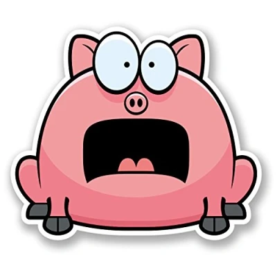 Image of 2 x 10cm Shocked Pig Vinyl Decal Sticker Car Bike Helmet Roller Derby Kids #5804 (10cm Wide 8.5cm Tall)