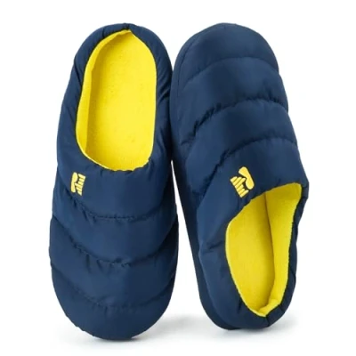 Image of RockDove Men&#039;s Campground Memory Foam Down Slipper, Size 10/11 UK Men, Blue and Maize