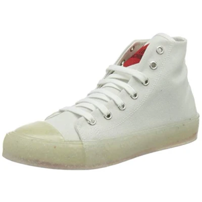 Image of Love Moschino Women&#039;s High Sneakers Recycle Gymnastics Shoe, White, 4 UK