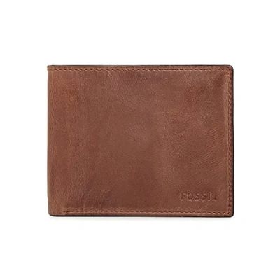 Image of Fossil Men&#039;s Derrick Large Coin Pocket Bifold Brown Bi Fold Wallet, Brown, One Size UK