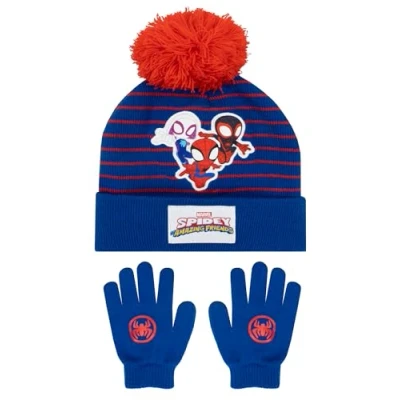 Image of Marvel Spidey And His Amazing Friends Boys Hat Gloves Set Spiderman One Size Blue