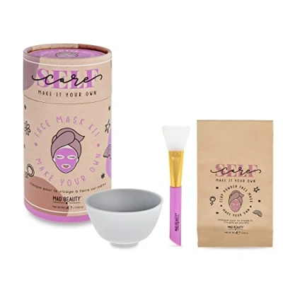 Image of MAD Beauty Make It Your Own Face Mask Set, Self Care DIY Kit, Lavender Clay Powder Formula, Instructions, Reusable Mixing Bowl, &amp; Silicone Brush