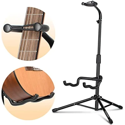Image of CAHAYA Guitar Stands with Neck Holder Folding Tripod Floor Metal Universal Holder, for Acoustic Electric Guitars Ukulele Violin Banjo Mandolin, CY0253