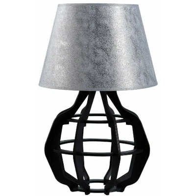 Image of Bento Table Lamp With Round Tapered Shade Black, Silver, 30.5cm, 1x E27